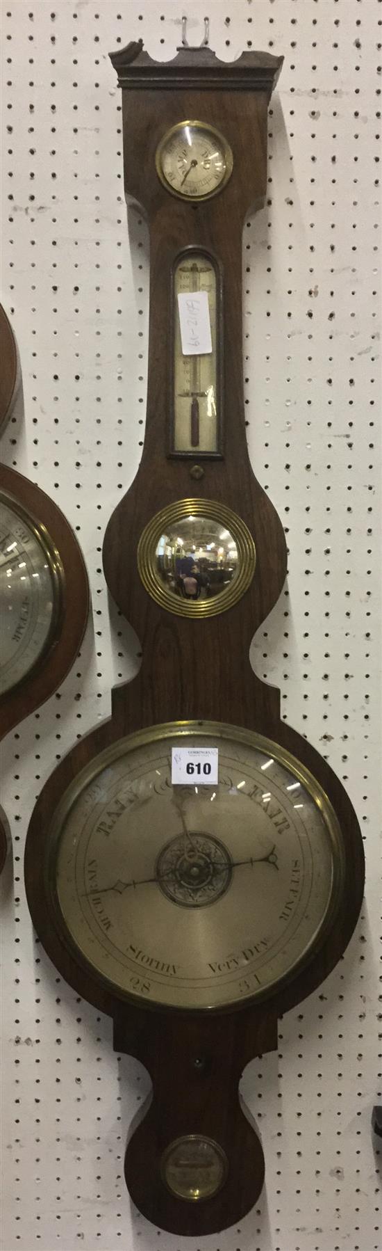 19th century rosewood wheel barometer, Doncaster